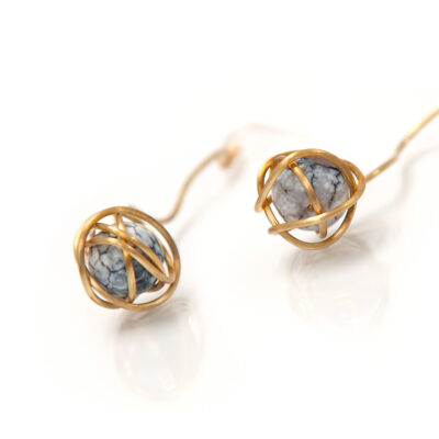 Brass & agate earrings ANGELART