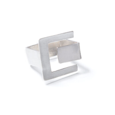 Silver square ring ANGELART
